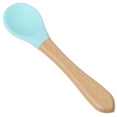 Ложка детская для кормления крошка я (силикон, бамбук), цвет голубой