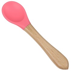 Ложка детская для кормления крошка я (силикон, бамбук), цвет розовый