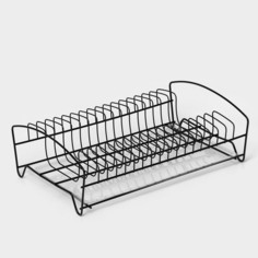 Сушилка для тарелок с поддоном, 38×24,5×12,4 см, цвет черный No Brand