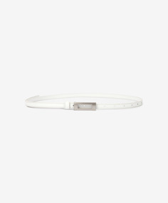 Ремень тонкий кожанный с пряжкой-рамкой белый GLVR (One size)