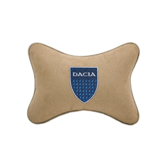 Автомобильная подушка на подголовник алькантара Beige с логотипом автомобиля DACIA Vital Technologies