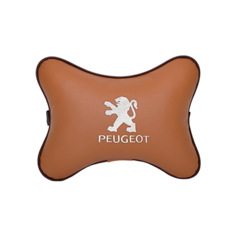 Автомобильная подушка на подголовник экокожа Fox с логотипом автомобиля PEUGEOT Vital Technologies