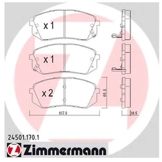 Колодки Тормозные Дисковые Zimmermann арт. 24501.170.1