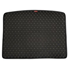 Кожаный 3D коврик в багажник Chevrolet TrailBlazer II (2012-2016) базовый Черный с бежевой строчкой / Шевролет ТреилБлейзер 2, 3Д ковры в автомобиль Autozs