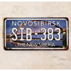 Сувениирный автомобильный номер Новосибирск, металл, 15х30 см. Декоративная жесть