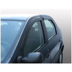 Дефлекторы на боковые стекла Renault Logan 05 накладные неломающиеся 4 шт. Voron Glass Azard