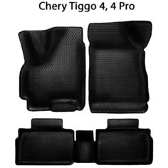 Автомобильные коврики ЭВА с Бортами для Chery Tiggo 4, 4 Pro. ЕВА соты от SUPERVIP для Чери Тигго 4, 4 Про. Черный цвет.