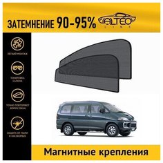 Каркасные автошторки ALTEO PREMIUM на Mitsubishi Delica 4 (1994-1997) на передние двери на магнитах с затемнением 90-95%
