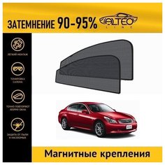 Каркасные автошторки ALTEO PREMIUM на Nissan Skyline 12 (V36) (2006-2009) седан на передние двери на магнитах с затемнением 90-95%