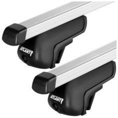 Багажник Атлант на рейлинги Mitsubishi Galant / Митсубиси Галант Универсал 1997-2006 - прямоугольная дуга, серебро (макс. нагрузка 50 кг.) Atlant