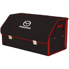 Органайзер-саквояж в багажник "Союз Премиум" (размер XL Plus). Цвет: черный с красной прострочкой Ромб и вышивкой Mazda (Мазда). A&P Групп