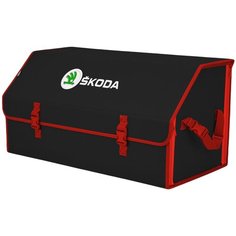 Органайзер-саквояж в багажник "Союз" (размер XL Plus). Цвет: черный с красной окантовкой и вышивкой Skoda (Шкода). A&P Групп