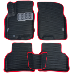 Автомобильные коврики ЕВА / EVA с бортами 3д / 3D для Audi A4 (B8) 2007-2015 / Ауди А4 (б8) черный(ромб)-красный / металл подпятник + 2 лого Gallex