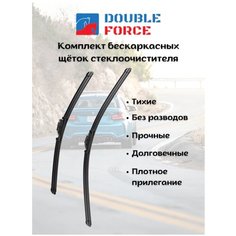 Бескаркасные щетки комплект Kia Soul III 2019 - (600-500 мм. Крючок) Double Force