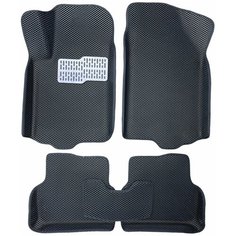 Автомобильные коврики ЕВА / EVA с бортами 3д / 3D для Volkswagen Jetta 5 2005-2011 / Фольцваген Джетта 5 черный(ромб)-черный / металл подпятник Gallex