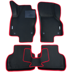 Автомобильные коврики ЕВА / EVA с бортами 3д / 3D для Mazda 3 BL 2009-2013 / Мазда 3 БЛ черный(ромб)-красный / резин подпятник + 2 лого Gallex
