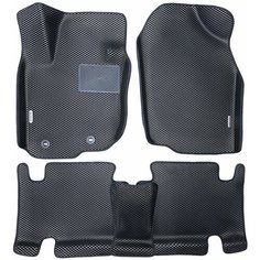 Автомобильные коврики ЕВА / EVA с бортами 3д / 3D для Ford Focus 1 1998-2005 / Форд Фокус 1 черный(ромб)-черный / резин подпятник + 2 лого Gallex
