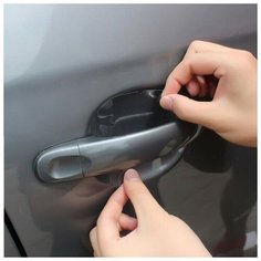 Пленка защитная под ручки дверей, 9.5х9см, прозрачная, набор 4 шт Romanoff