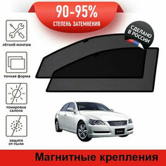 Каркасные шторки LATONIK PREMIUM на Toyota Mark X (X120) (2004-2006) на передние двери на магнитах с затемнением 90-95%