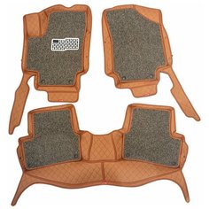 Кожаные 3D коврики Autozs Premium с ворсом для Lada Kalina 2004+/ Lada Granta 2011+ коричневые