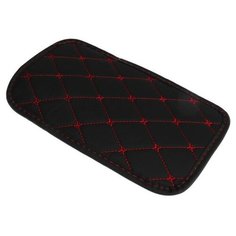 Коврик на подлокотник 29×19, экокожа, черный с красной строчкой Dreammart