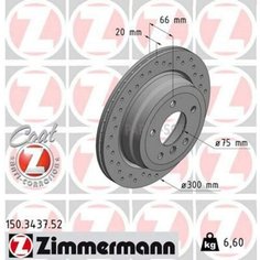 ZIMMERMANN 150.3437.52 Диск торм. задн. вент. перфорир. [300x20] 5 отв. SPORT COAT Z