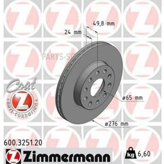 ZIMMERMANN 600.3251.20 Диск тормозной (заказывать 2шт./цена за1шт.) VAG с антикоррозионным покрытием Coat Z