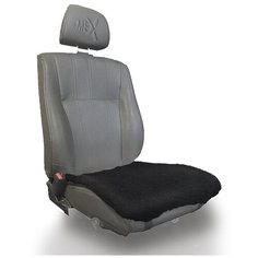 Меховая накидка в салон автомобиля на водительское автокресло или сиденье переднего ряда из чёрной шерсти, чехлы в машину универсального размера Mex Avto