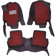 Кожаные 3D коврики Autozs Premium с ворсом для Toyota Mark II VIII X100 Седан праворульный (1996-2002) черные с красной строчкой