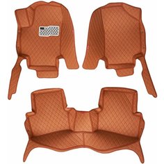 Кожаные 3D коврики Autozs Premium для Hyundai Santa Fe III (2012+) коричневые / Хендай Санта Фе 3 (2012+) 3Д ковры в автомобиль