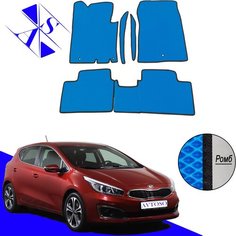 Автомобильные коврики EVA/ЕВА/ЭВА для Kia Ceed 2 (JD) 2012-2018 с передними боковинами василек черный Avtoso