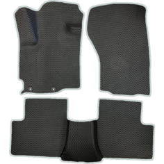 Коврики ЕВА для Mitsubishi Outlander XL (2006-2012) / Митсубиши Аутлендер ХЛ / Черные соты / Серебристый кант / комплект 5 шт. Evaformat