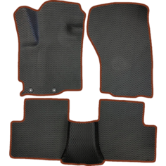 Коврики ЕВА для Mitsubishi Outlander XL (2006-2012) / Митсубиши Аутлендер ХЛ / Черные соты / Коричневый кант / комплект 5 шт. Evaformat