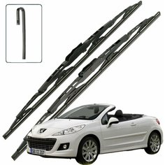 Дворники Peugeot 207 (1) WB / Пежо 207 открытый кузов рест. 2009 / 2010 / 2011 Щетки стеклоочистителя каркасные для автомобиля 650мм-400мм к-т 2шт. Lyn Xauto