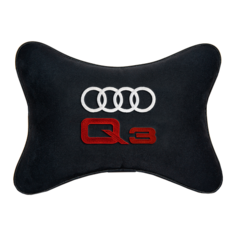 Подушка на подголовник алькантара Black с логотипом автомобиля AUDI Q3 Vital Technologies