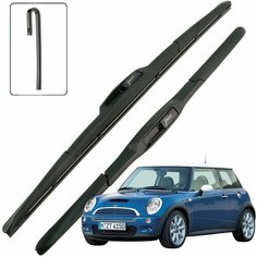 Дворники Mini Hatch (1) R50 Мини Хэтч Р50 хэтчбек 3 дв 2001 2002 2003 2004 2005 2006 Щетки стеклоочистителя гибридные 450мм-450мм к-т 2 шт Lyn Xauto