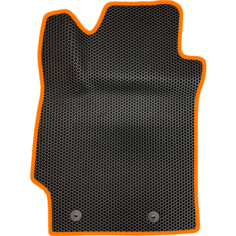 ЕВА коврик водительский для Toyota Corolla X (E140, E150) 2006-2013 / Тойота Королла Е140, Е150) / Черные соты / Оранжевый кант Evaformat