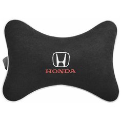 Подушка на подголовник из велюра с логотипом (хонда) "Honda",/подушка для путешествий в машину/подушка под голову/ Премиум качество/черн. 37421 Auto Premium