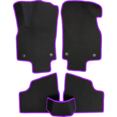 Коврики ЕВА для Opel Astra H (2004-2014) седан / Опель Астра Н / Черные соты / Фиолетовый кант / Комплект 5 шт. Evaformat