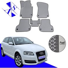 Автомобильные коврики EVA/ЕВА/ЭВА для Audi A3 II (8P) / Ауди А3 II (8P) 2003-2012 серый темно серый Avtoso