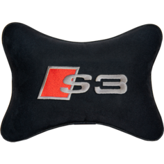 Подушка на подголовник алькантара Black с логотипом автомобиля AUDI S3 Vital Technologies