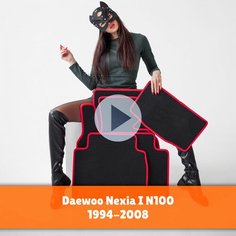 Коврики EVA на Daewoo Nexia 1 N100 1994-2008 Левый руль. Ева Эва автоковрики на Дэу Деу, Дэо Нексия Нексиа 1 Н 100 Соты Черный с красной окантовкой Kago