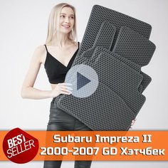 Коврики EVA на Subaru Impreza 2 хэтчбек (GG) (2000-2007) Левый руль. Ева (Эва) автоковрики на Субару Импреза 2 хечбек Ромб Серый с серой окантовкой Kago