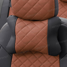 Подушка под шею с эффектом памяти для Ford Mondeo универсал IV (2007-2015) / Форд Мондео, Экокожа ромб, Коричневый с чёрным Автопилот