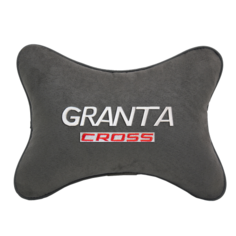 Подушка на подголовник алькантара D.Grey с логотипом автомобиля LADA GRANTA CROSS Vital Technologies
