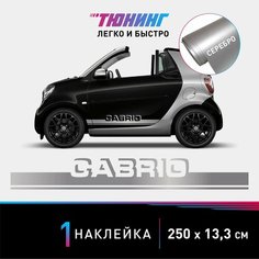 Наклейка на автомобиль Smart Cabrio (Смарт Кабрио, кабриолет), серебряные полоски на авто, один борт (универсальный) Carlabl