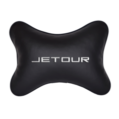Автомобильная подушка на подголовник экокожа Black с логотипом автомобиля JETOUR Vital Technologies