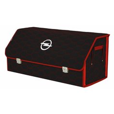 Органайзер-саквояж в багажник "Союз Премиум" (размер XXL). Цвет: черный с красной прострочкой Соты и вышивкой Opel (Опель). A&P Групп