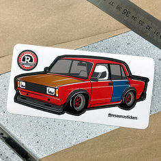 Наклейка машинка Жигули, ВАЗ, Lada 2105 (красный) Resource Stickers