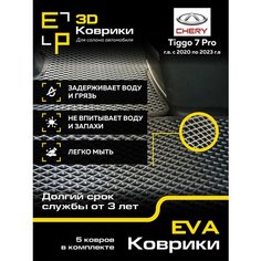 Коврики в машину Chery Tiggo 7PRO 3D с синим кантом Нет бренда